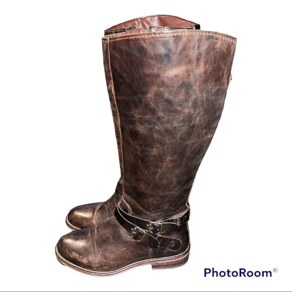 Hinge Brown Tall Distressed Leather Devin Riding Boots size 5.5